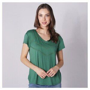 DG2 Diane Gilman Women Stud Embellished Tee AMAZON Size Large